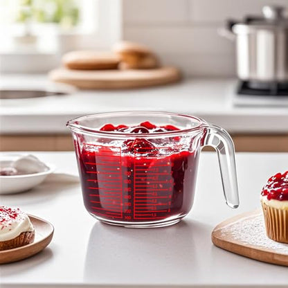 Measuring Cup 4 Cup/1000ML Glass liquid Measuring Cups with Lids | High Borosilicate Liquid Measuring Cups, Dishwasher Freezer and Microwave Safe,Sealable & Food Mixing Use