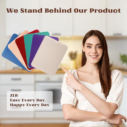 ZLR Silicone Dish Drying Mat for Kitchen Counter (12" x 16" / 307 x 405mm) - Large Fast-Dry Drainer Mat with Raised Wavy Ridges & 5mm Lip - Non-Slip, Heat Resistant 450°F, BPA-Free (Midnight Blue) - color: Midnight Blue, size: 16" x 12"