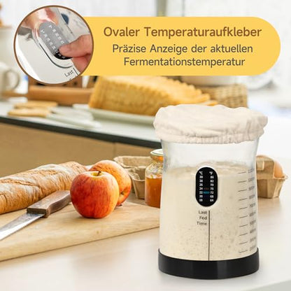 Coco Bird Pro Sourdough Starter Kit- 50oz Large Capacity Sourdough Starter Jar, 17 Flavorful Fermentation Recipes, Sourdough Bread Baking Supplies for Making Delicious Sourdough Breads(2 Sets) - color: Black
