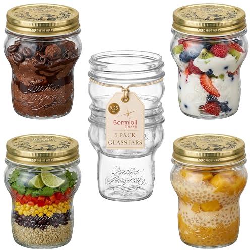 Bormioli Rocco Quattro Stagioni Stacking Jar - ClearGold, Set of 6 - size: 9.25 Oz