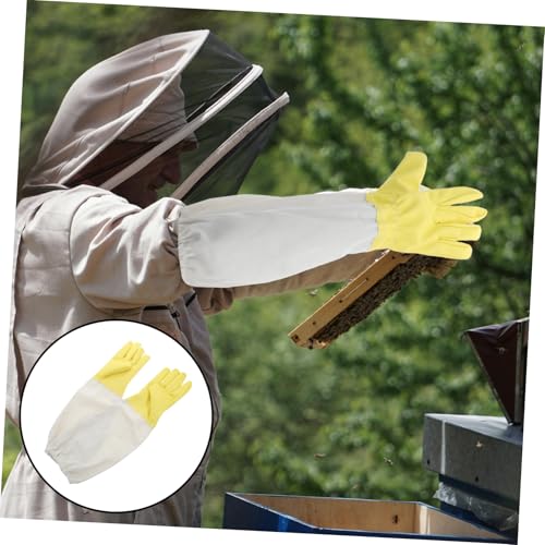 Mipcase Long Sleeve Pu Beekeeper Gloves with Elastic Cuffs Durable Ventilated Protection for Men Heavy Duty Outdoor Beekeeping Safety Gear