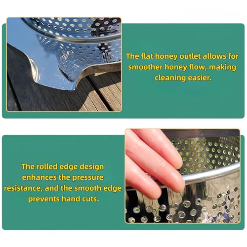 Stainless Steel Manual Honey Press with Nylon Mesh Bag – 10L Large Capacity Fruit Press and Beeswax Extractor for Beekeeping, Home Wine Making, and Juice