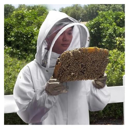 Beekeeping Clothes Cotton Hooded Beekeeping Suit Veil Hat Jacket Protective Coverall Full Body Cover Beekeepers(L) - size: Large