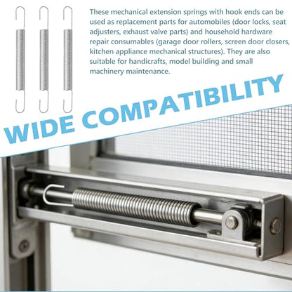 3 Pack #61 4 Inch Double-Hook Tension Spring, Spring Steel for Automotive & Household Hardware Replacement Parts