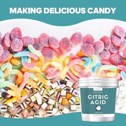 6 lb Citric Acid Powder Food Grade, 100% Pure, Citric Acid for Cleaning, Cooking and Baking, Natural Preservative, Ideal for Cleaning & DIY Bath Bombs