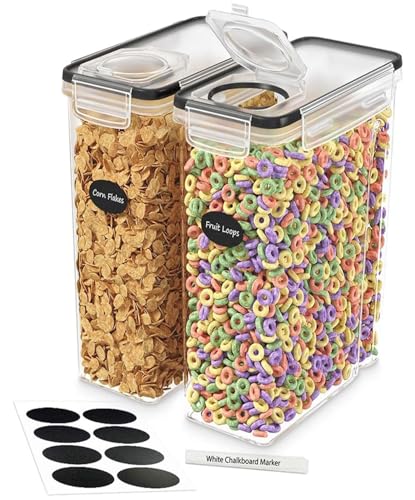 Cereal Containers Storage 2 Pack 135 fl. oz Cereal Dispenser Countertop, Airtight Food Storage Containers for Pantry Organization and Storage, Bpa-free Cereal Storage Container with Marker & Labels - color: 2 Pack