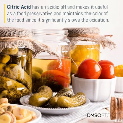 DMSOSTORE Citric Acid, 8 oz, USP Food Grade, Fine Grain Powder | Anhydrous, Kosher, Non-GMO