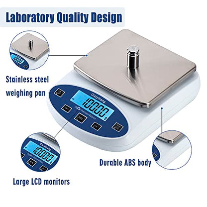 Lab Scale Balance Electronic Scales 5000g*0.01g high Precision Laboratory Digital Analytical Balance Gram Scale 0.01g Accuracy Digital Scientific Scale【Includes 500g*2 Weights】