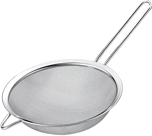 6.3" Fine Mesh Strainer with Stainless steel handle - Sieve Fine Mesh Stainless Steel - Ideal to Sift Flour, Icing Sugar, Fruits and Vegetables. - size: 6.3 Inches - SS