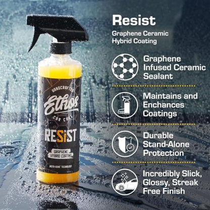Ethos RESIST Graphene Spray Coating for Cars – Graphene Ceramic Coating Spray, Extreme Hydrophobic Protection, Gloss Enhancement, Ceramic Coating for Cars (16oz (2 Pack)) - color: 16oz (2 Pack)