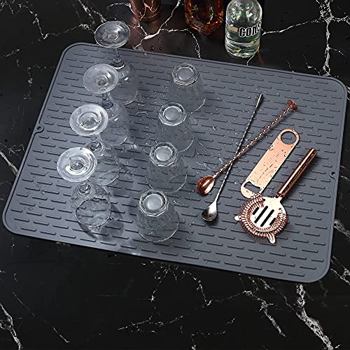 To encounter Silicone Dish Drying Mat - Extral Large 20" x 16" - Set of 2 Flexible Rubber Drying Mat, Heat Resistant Silicone Trivet, Countertop Mat, Dish Draining Mat, Sink Mat - size: 20" x 16"