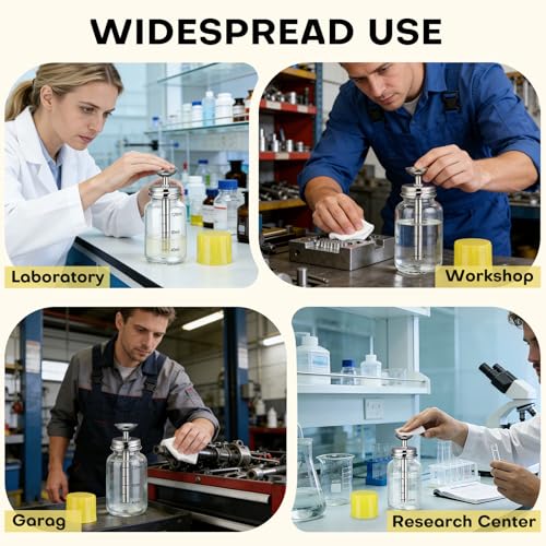 2Pcs 4Oz / 120ml Glass Dispensing Bottles for Chemical & Industrial Liquids, Nail Polish Remover Glass Bottle, Refillable Push Down Dispenser Bottle with Cover, Pump Dispenser Press Container, Clear - color: Clear - 2 pcs