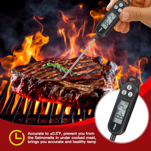 Copkim 12 Pcs Meat Food Thermometer Food with Probe Water Liquid Instant Read Digital Thermometer Kitchen Cooking Supplies for Cooking BBQ Milk Yogurt (Black,White,Red) - color: Black, White, Red