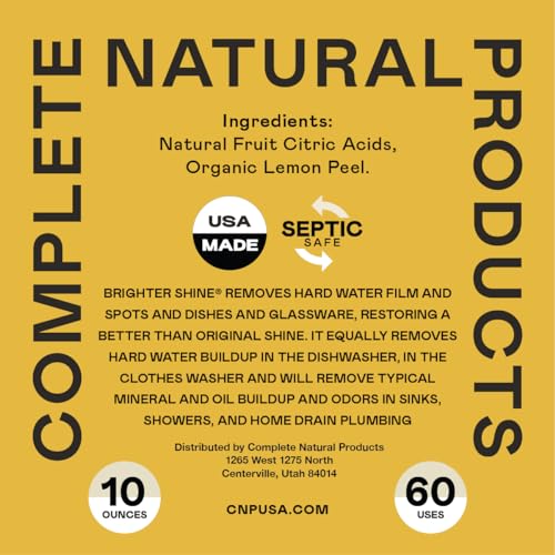 Brighter Shine Dish Washer Cleaner Powder - 60 Uses All-Natural Lemon Citric Acid Dishwasher Cleaner Additive, Hard Water Spot Remover, Odor Eliminator for Appliances, Concentrated Formula, Made USA