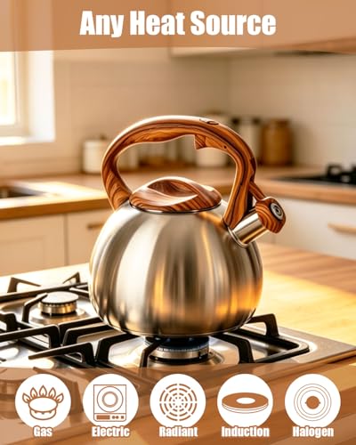 Misswater Tea Kettle for Stove Top,3.1QT Whistling Tea Kettle | Food Grade Stainless Steel,Loud Whistling Kettle,Heat-Resistant Handle,Suitable for All Heat Sources, Suit for boiling water
