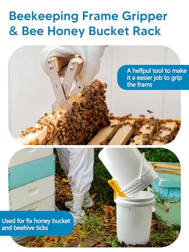 15PCS Honey Extractor Kit, 2 Pack 5 Gallon Honey Bucket with Gate | 58-90% Refractometer, Honey Strainer, Beekeeping Harvesting Equipment With Hive Tool, Frame Gripper, Uncapping Knife & Gloves - size: 2 Buckets