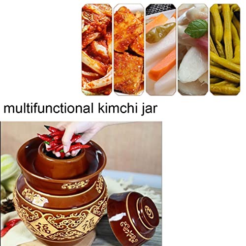 ZHOUXIAO Chinese Pickle Jar,Traditional Porcelain Pickle Jar, Ceramic Fermentation Crock Pickling Pot,Fermenting Jar with Water Seal Airlock Lid Stoneware Fermenter for Kimch blue-3KG