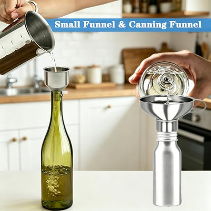 5 Pack Stainless Steel Canning Funnel for Filling Mason Jar with Mesh Strainer, Wide & Narrow Mouth Funnels for Kitchen Use, Filling Bottles & Dry Ingredients, Kitchen Gadgets Canning Supplies Kit