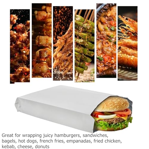 150 Pack Foil Sandwich Wrap, 4 LB Insulated Hot Dog Bag, Grease Resistance Paper Foil Hamburgers Bags for Breakfast Lunch, Fast Food, Food Truck, Serving, BBQ