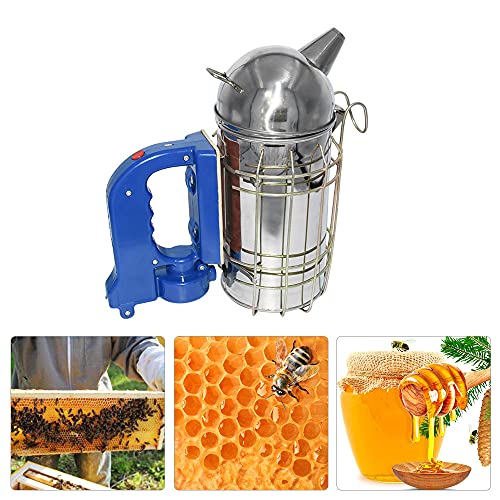Stainless Steel Electric Bee Smoker Sprayer Bee Smoke Transmitter Kit, New Bee Hive Smoker Apiculture Beekeeping Tool with Heat Shield Protection
