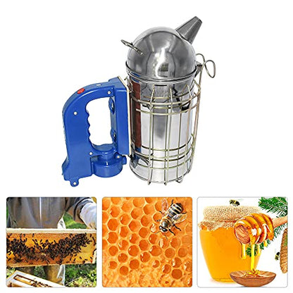 Stainless Steel Electric Bee Smoker Sprayer Bee Smoke Transmitter Kit, New Bee Hive Smoker Apiculture Beekeeping Tool with Heat Shield Protection