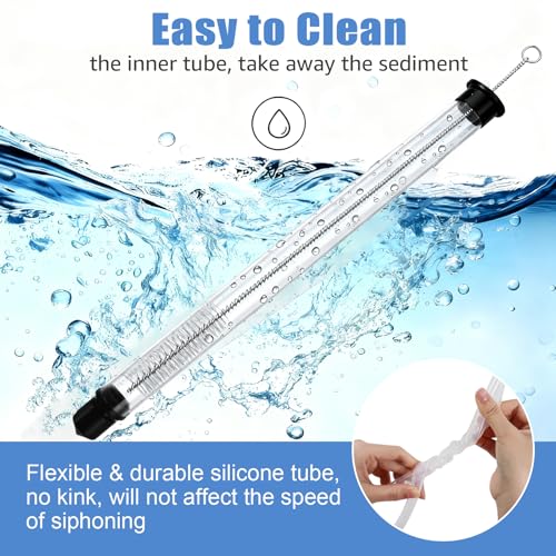 14” Auto Siphon with 12.9” Bottle Wand & 5.5FT Food-Grade Silicone, Beer Wine Siphon Racking Cane fit Liquid Transfer, Effortless Bottling Fermentation Mead HomeBrew Making(Blue Tubing Clamp)