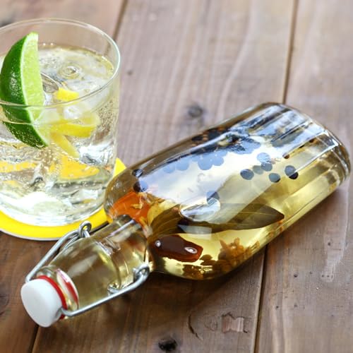 TOPZEA Set of 8 Swing Top Glass Flask, 8.5 Oz Clear Glass Hip Whiskey Flask Pocket Drinking Flasks with Airtight Stopper, Easy Cap Liquor Bottle for Spirits, Beer, 2nd Fermentation Brewing Bottle