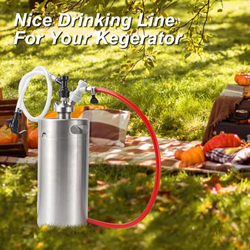 5FT CO2 Hose Beer Line Dual Lines Kit，3/16" Beer Line Tubing & ID 5/16" CO2 Gas Line Kegerator Replacement Line Food-Grade PVC Tubing Draft Beer Keg Faucet Tubing with 4 PCS Hose Clamps - size: 5Ft Beer Line +5Ft Gas Line