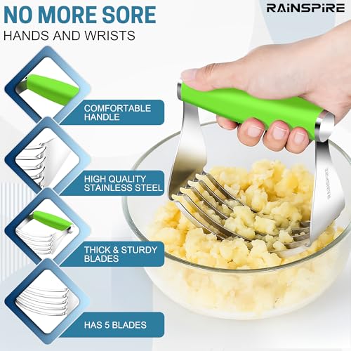 Rainspire XL Pastry Cutter For Baking, Heavy Duty Pastry Blender Stainless Steel, Thick Sharp Blades Dough Blender, Dough Cutter Butter Cutter Pastry for Easy Mixing, Dishwasher Safe (Green) - color: Green