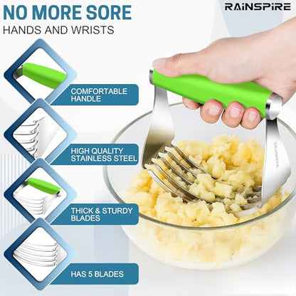 Rainspire XL Pastry Cutter For Baking, Heavy Duty Pastry Blender Stainless Steel, Thick Sharp Blades Dough Blender, Dough Cutter Butter Cutter Pastry for Easy Mixing, Dishwasher Safe (Green) - color: Green