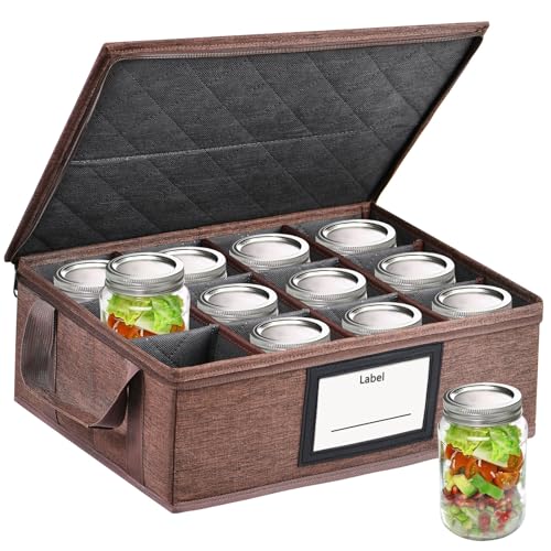 16 oz Mason Jar Storage Containers - Sturdy Canning Jar Storage Boxes Organizer, Foldable Carrier Bag with Handles and Dividers, Holds 12 Pint Mason Jars, Home Canning Supplies (Pint) - size: Pint