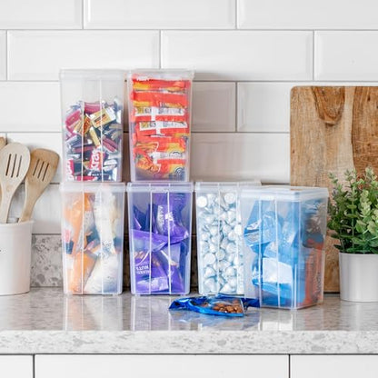 IRIS USA Vertical Storage Bins with Lids |Made in USA| Flip Top Containers for Organizing Pantry, Office, Craft, and Study Supplies - Medium (6-Pack) - size: Medium - 6 Pack