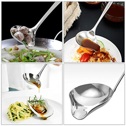 2 PCS Gravy Ladle with Pour Spout, 10.6 inch Long Handle Sauce Ladle, Stainless Steel Saucier Drizzle Spoon for Spooning Gravies Sauces Dressings Kitchen Utensil (Pack of 2) - size: 3.15 x 10.6 inch (Pack of 2)