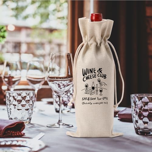 Funny Wine Lover Gifts for Women Men Wine Cheese Club Wine Bag | Bar Kitchen Accessories Decor Party Decorations Gift Idea for Him Her Drinking Lovers Wines Accessory Sets