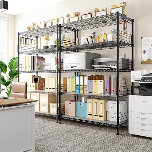 DurayLoly 5 Tier Wire Shelving Unit with Hooks and Side Blockers, 900LBS Heavy Duty Storage Shelves, Adjustable Standing Pantry Shelves for Kitchen, Closet, Workshop, 35.4" D x 15.7" W x 71.5" H - size: 35.4''Wx15.7''Dx71.5''H