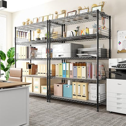 DurayLoly 5 Tier Wire Shelving Unit with Hooks and Side Blockers, 900LBS Heavy Duty Storage Shelves, Adjustable Standing Pantry Shelves for Kitchen, Closet, Workshop, 35.4" D x 15.7" W x 71.5" H - size: 35.4''Wx15.7''Dx71.5''H