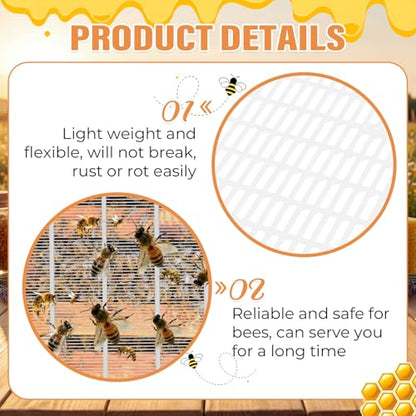 Beeveer 3 Pcs Beehive Parts Kit for 10 Frame Bee Hive, Beehive Screened Bottom Board with Entrance Reducer and Plastic Queen Excluder for Beekeeping Supplies(White) - color: White
