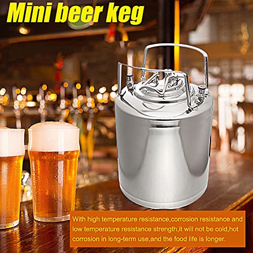 Mini Stainless Steel Beer Keg,Portable Home Dispenser System to Keep Fresh for Home Kitchen Brewing Beer,Keeps Carbonation for Craft Beer Draft and Homebrew,9 Liters