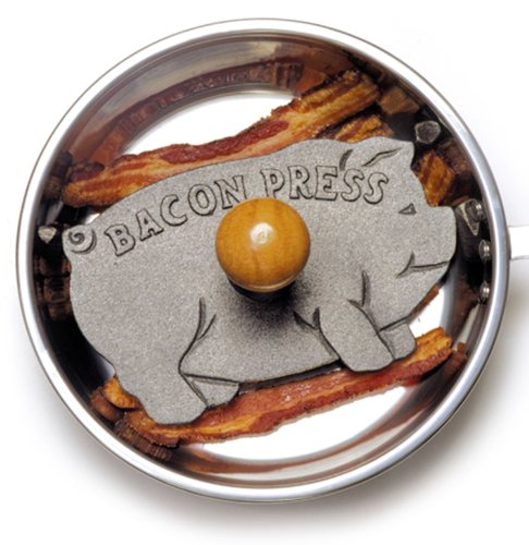 Norpro Cast Iron Pig Shaped Bacon Press with Wood Handle
