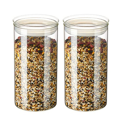 ZENS 74 fl.oz Glass Storage Containers with Airtight Lids, 2 Set 4.7in Wide Mouth Clear Food Storage Jars for Kithen Pantry Baking Flour, Clear Glass Canisters Sets for Pasta, Coffee Beans, Rice - size: 9.2-74oz 2Pack