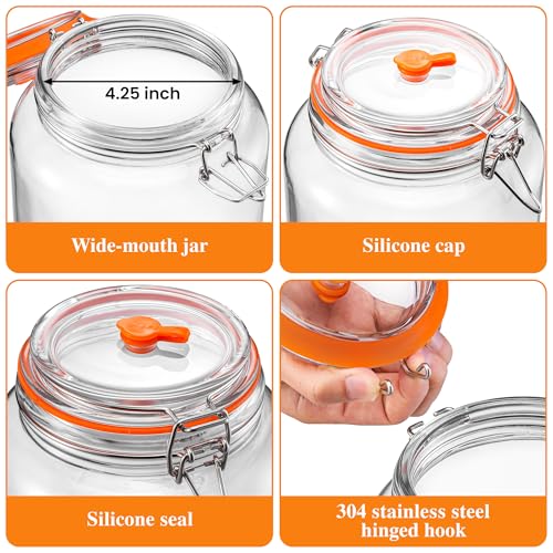 1 Gallon Glass Fermenting Jar with Airlock, Single Pack | Wide Mouth Fits Your Whole Hand For Easy Packing And Cleaning - size: 1 Gallon