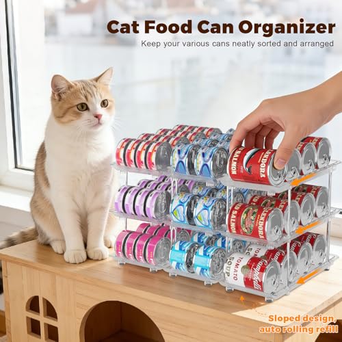 Cat Food Can Organizer, 3-Tier Adjustable | Modular, For Pantry & Fridge, Fits 3oz & 5oz Cans, Clear, Soup Cans Storage - size: 3 Tiers-9 Pcs
