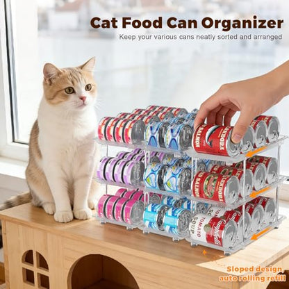 Cat Food Can Organizer, 3-Tier Adjustable | Modular, For Pantry & Fridge, Fits 3oz & 5oz Cans, Clear, Soup Cans Storage - size: 3 Tiers-9 Pcs