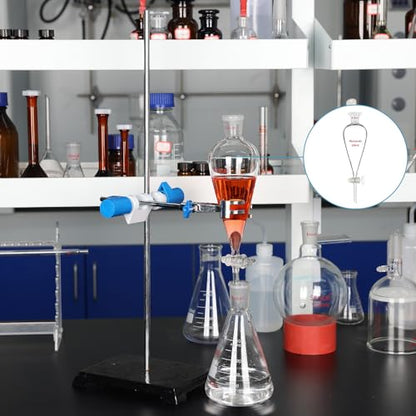 stonylab Separatory Funnel with Glass Stopcock Valve, Borosilicate Glass 24/29 Joint Funnel for Laboratory Accurate Liquid Separation, 125 ml