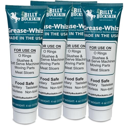 Grease-Whiz Food Grade Grease Lubricant (4oz, 4 Pack) - Food Grade Lube for Ice Cream Machine, Slushee Machine, Beer Kegs, Pools, O Rings - Lubricant for Commercial & Domestic Use by Billy Buckskin - size: 16oz