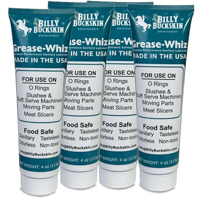 Grease-Whiz Food Grade Grease Lubricant (4oz, 4 Pack) - Food Grade Lube for Ice Cream Machine, Slushee Machine, Beer Kegs, Pools, O Rings - Lubricant for Commercial & Domestic Use by Billy Buckskin - size: 16oz