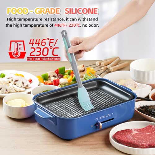 Silicone Basting Brush & Spatula - Extra Long, Heat Resistant, for Baking, Scraping, Mixing, BBQ, Grill, Kitchen, Cooking, Spread Oil, Butter, Sauce (Blue Brush & Spatula) - color: Blue Brush+Spatula