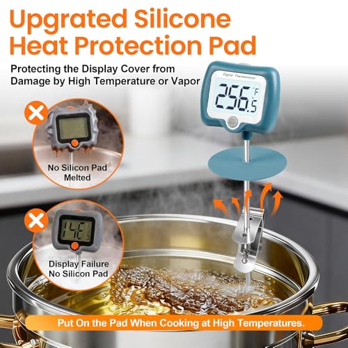 Candy Thermometer for Candy Making with Rotatable Large Display 10'' Long Probe,Digital Instant Read Candy Thermometer with Pot Clip,Candle Smoker, Oil Cooking (Blue) - color: Blue