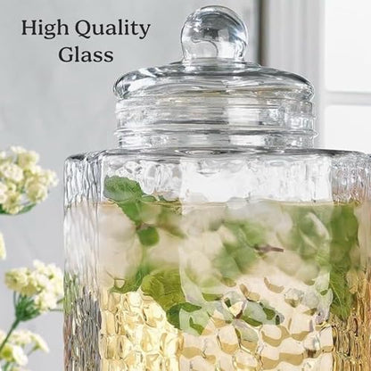 Beverage Dispensers - Set of 2 Glass Drink Dispensers with Metel Stand - 1.5-Gallon Capacity - Perfect for Lemonade, Juice, Water, Iced Tea, Punch - color: Clear