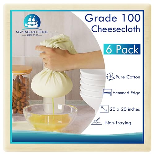 6 PCS Reusable Cheesecloth, Grade 100, 20x20 Inch Hemmed Cheese Cloth for Straining Craft, 100% Cotton Unbleached Cloth Strainer for Cooking, Baking, Juicing, Cheese Making (40×50 Threads) - size: 6 Pieces-20x20inch